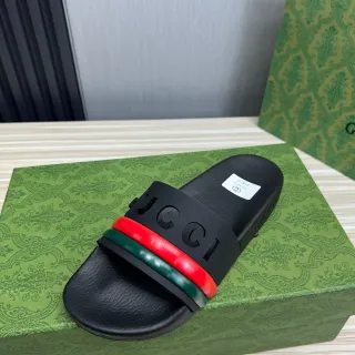 Gucci Slide أسود أحمر أخضر شبكي شريط صنادل