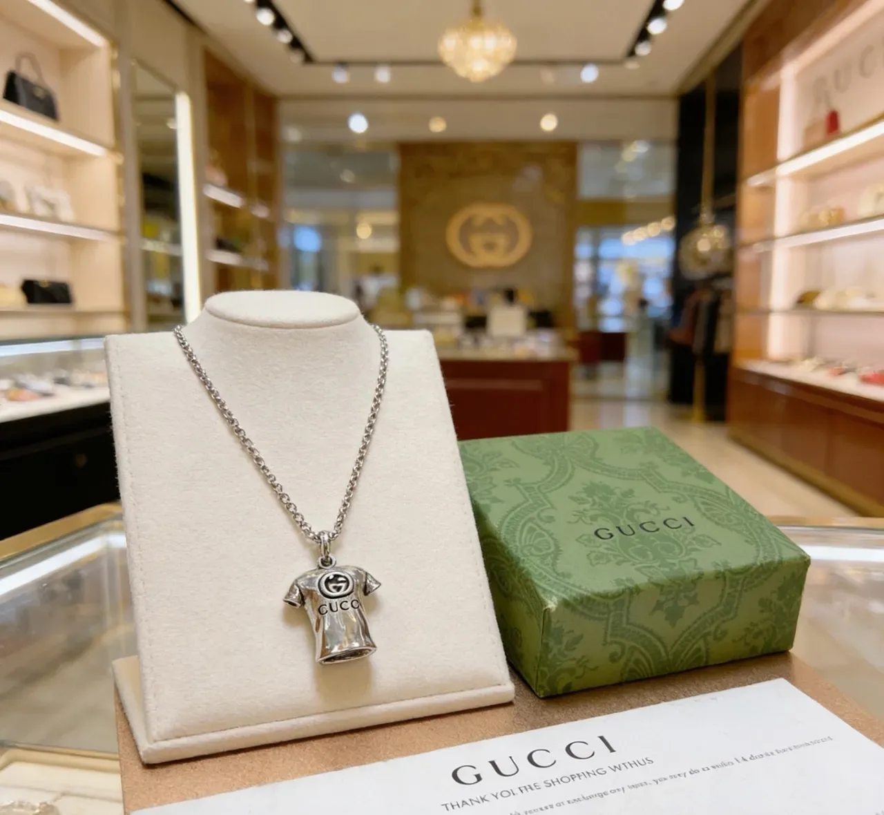 Gucci T-Shirt Pendant Silver Necklace 4