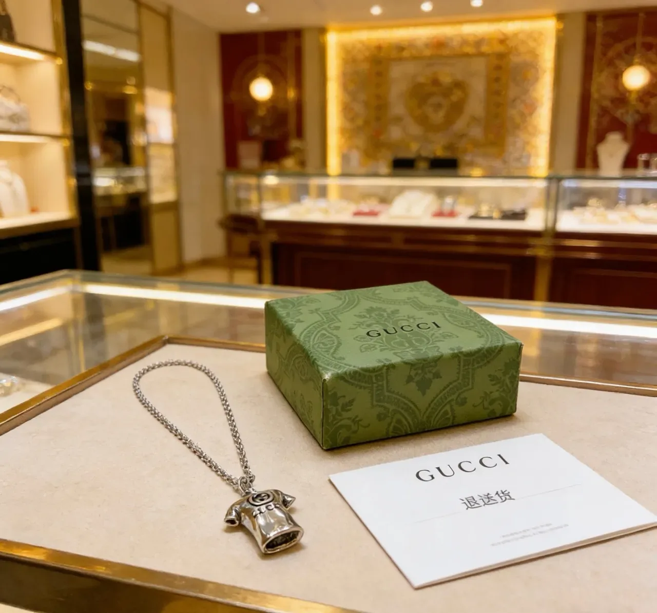Gucci T-Shirt Pendant Silver Necklace 6