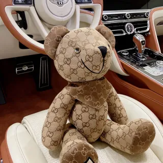 Gucci Teddy Bear Beige Brown GG Monogram Canvas Plush Silhouette Handbag