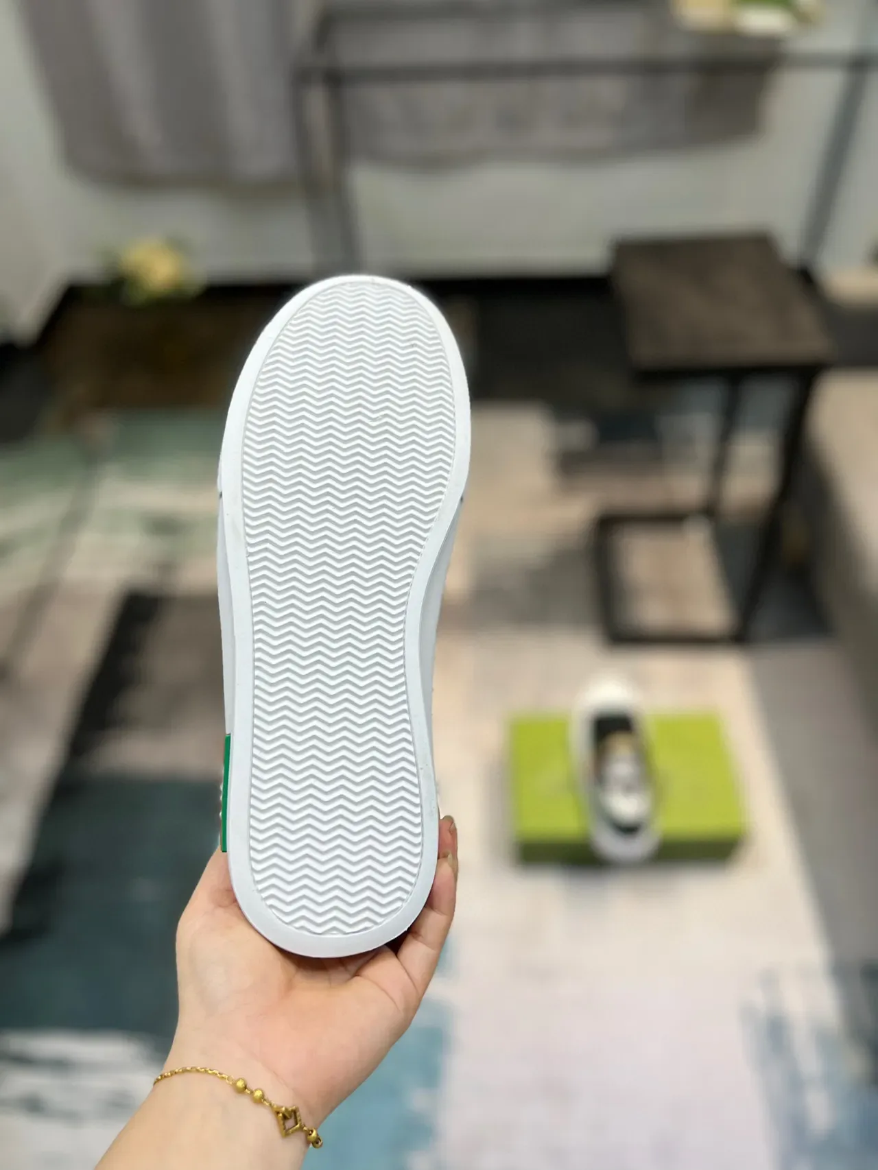 Gucci Tennis 1977 绿色 GG Monogram Web Stripe 生活方式运动鞋 9