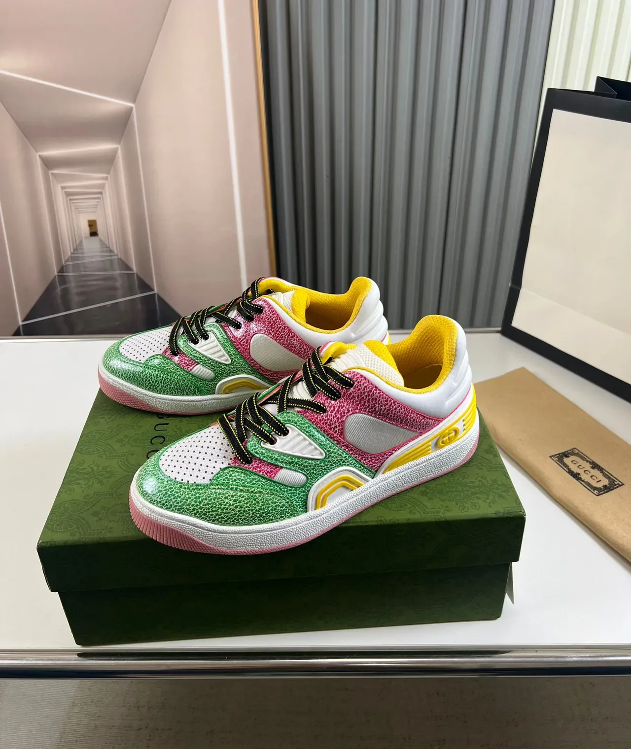Gucci Tennis 1977 বহুরং টেক্সচার্ড লেদার লাইফস্টাইল স্নিকার 8