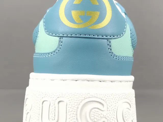 Gucci White Blue Color-Blocked Leather GG Monogram Canvas Lifestyle Sneakers 7