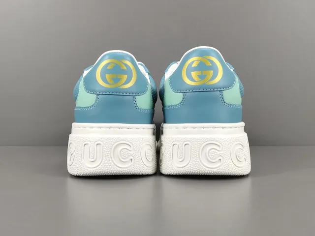 Gucci White Blue Color-Blocked Leather GG Monogram Canvas Lifestyle Sneakers 17