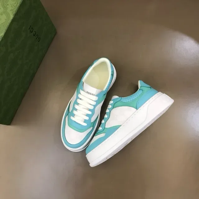 Gucci White Blue Platform Sole GG Monogram Panel Lifestyle Sneakers 3