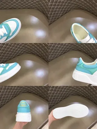 Gucci White Blue Platform Sole GG Monogram Panel Lifestyle Sneakers 6