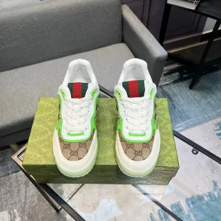 Gucci Blanco Verde GG Monogram Canvas Piping Neón Lifestyle Sneakers
