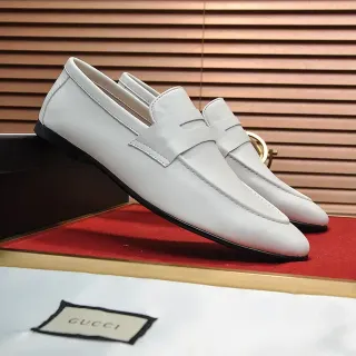 Gucci সাদা চামড়া Penny Strap লুফার