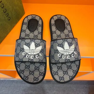 Gucci x Adidas Screener Slide 灰色 GG Monogram 拖鞋