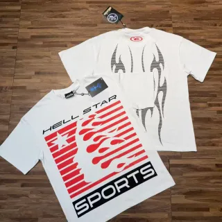 Hellstar Graphic Flame Print White T-Shirt