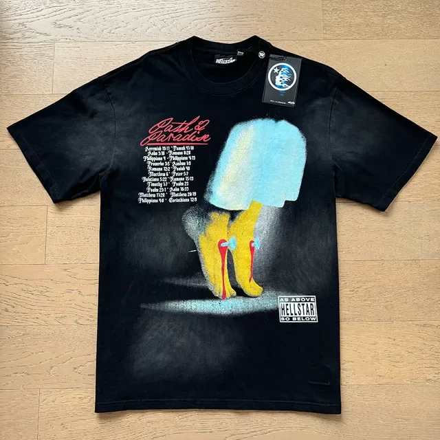 Camiseta Hellstar negra desgastada con estampado gráfico 2