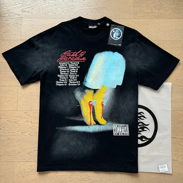 Camiseta Hellstar negra desgastada con estampado gráfico 3