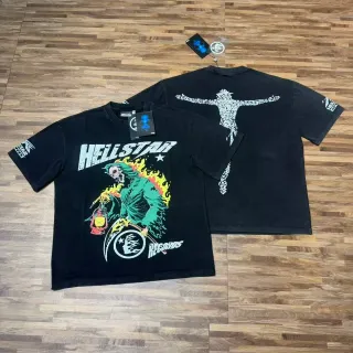 Hellstar Graphic Print Distressed Typography Oversized T-Shirt