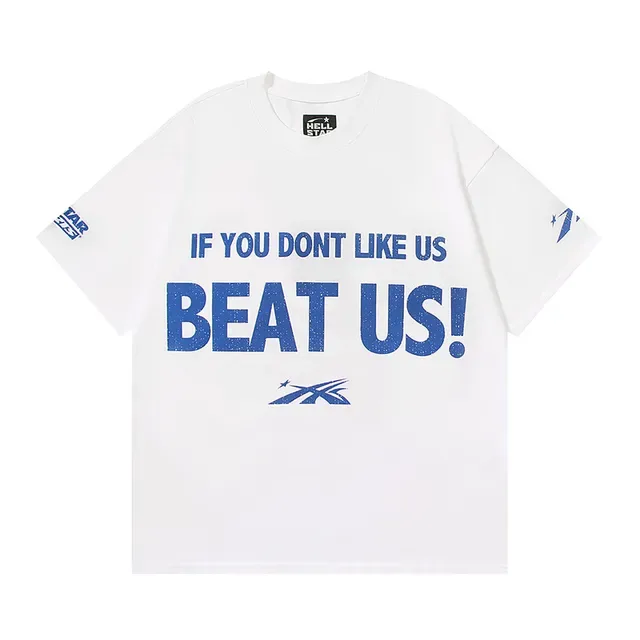 Hellstar Oversized Graphic Print White and Blue T-Shirt 2