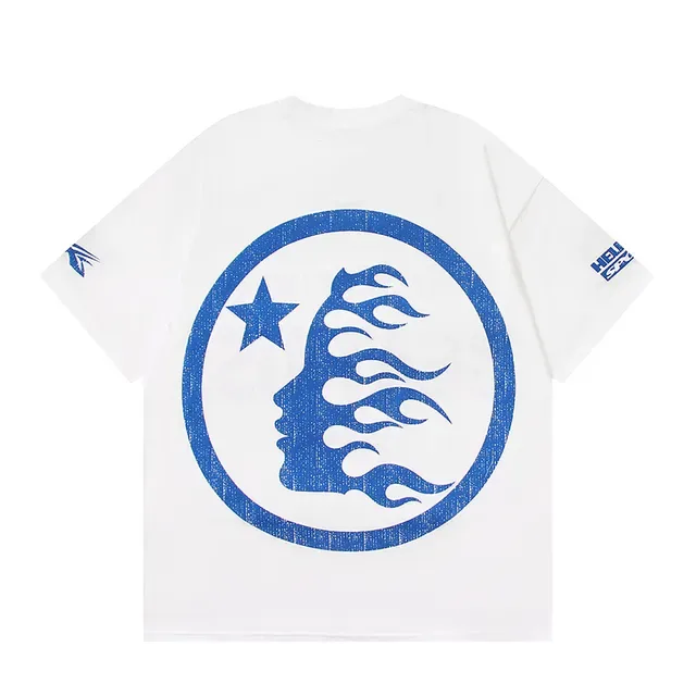 Hellstar Oversized Graphic Print White and Blue T-Shirt 3