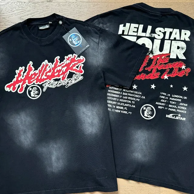 Hellstar Records Flame Graphic Acid Wash Tracksuit Noir 18