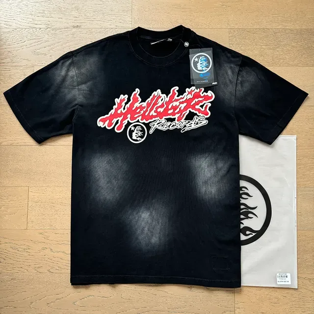 Hellstar Records Flame Graphic Acid Wash Tracksuit Noir 19