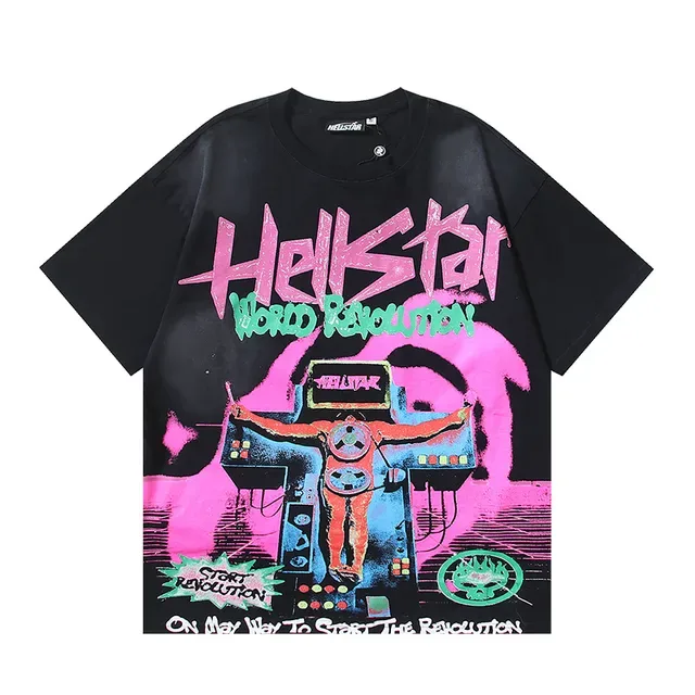 Camiseta gráfica oversized Hellstar Turnê da Revolução Mundial 2