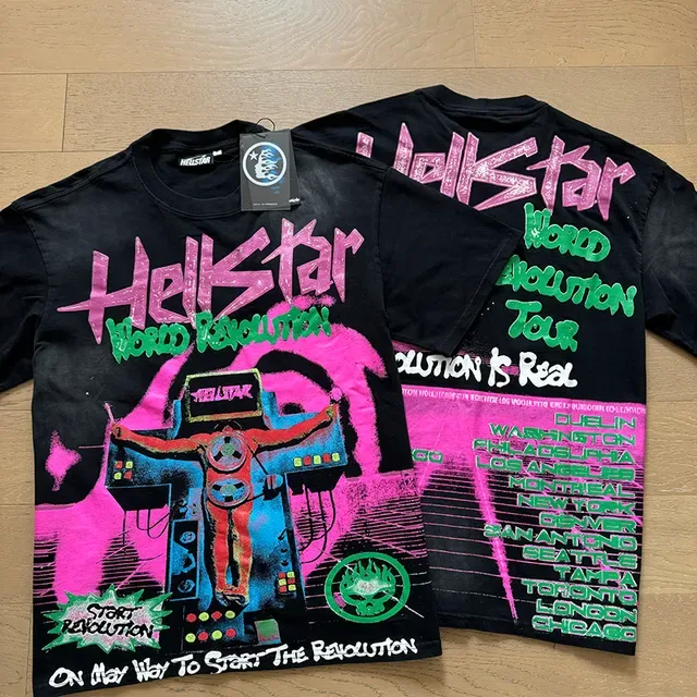 Camiseta gráfica oversized Hellstar Turnê da Revolução Mundial 7