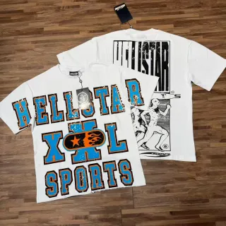 Hellstar XXL Sports Distressed Graphic Print White T-Shirt
