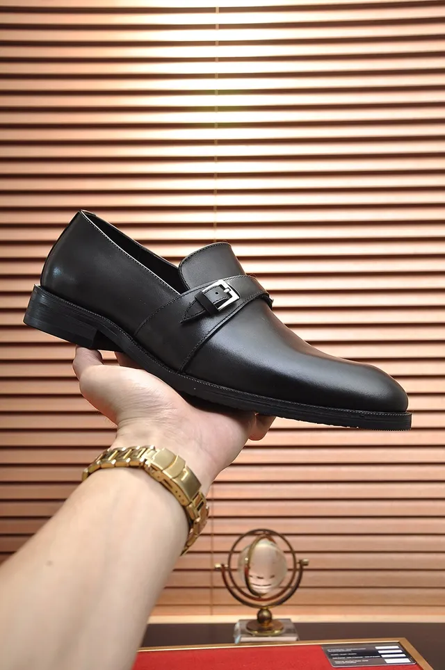 Hermès أحذية Monk جلد أسود فضي حزام مزدوج 3