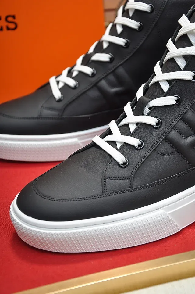 Hermès Black White High-Top Leather Upper Lifestyle Sneakers 3