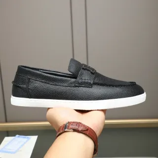 Hermès 黑白压纹皮革 H-Buckle 五金 乐福鞋