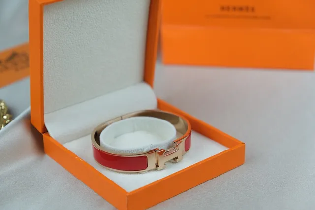 Hermès Clic H Red Enamel Gold-Tone Rigid Bracelet 3