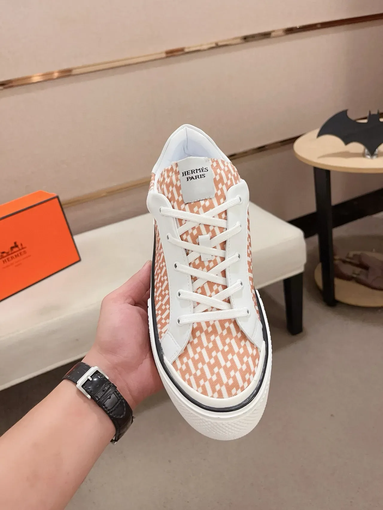 Hermès Geometric-Print Platform Sneaker 5