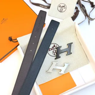 Hermès H Belt काला नीला टेक्स्चर बकल लेदर बेल्ट
