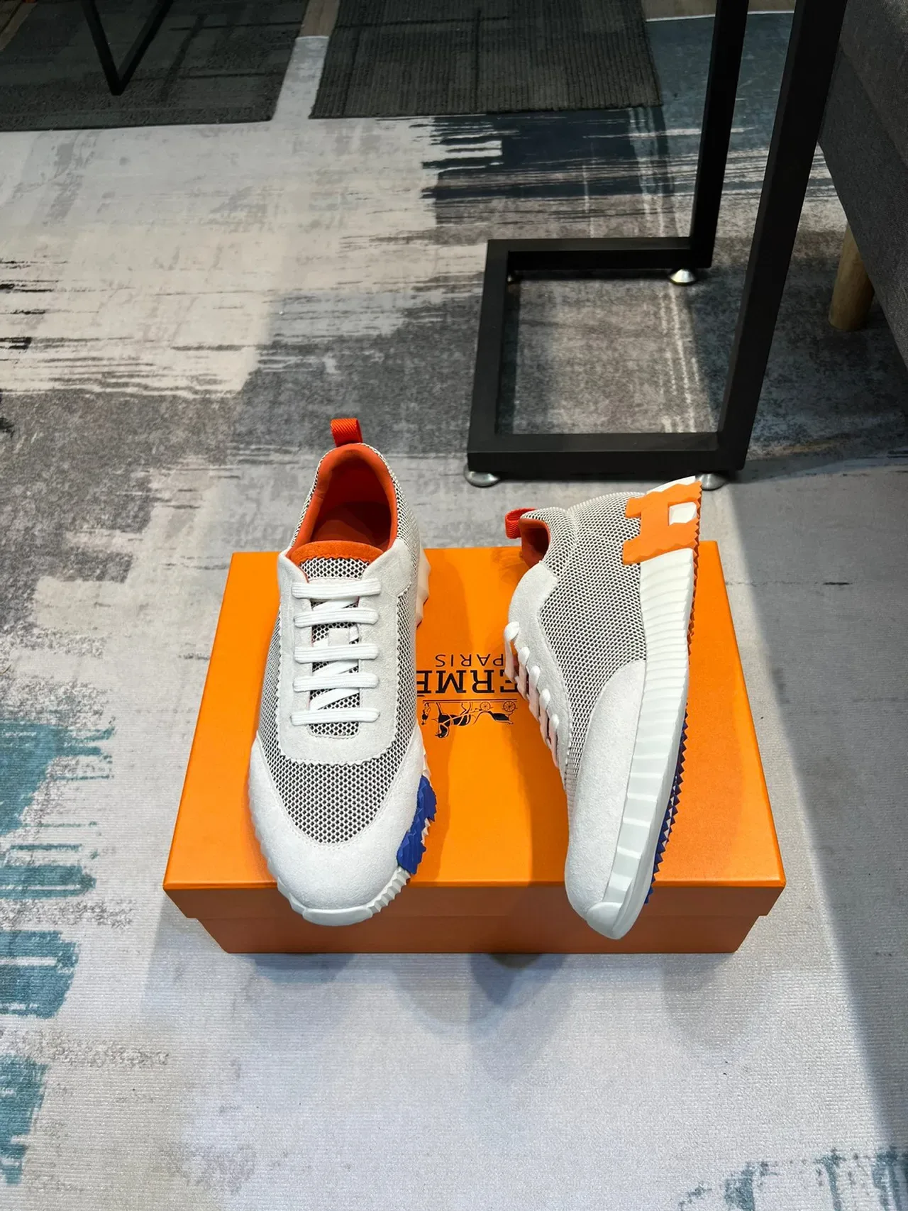 Hermès H-Ride Zapatillas Lifestyle Off-White y Naranja 4