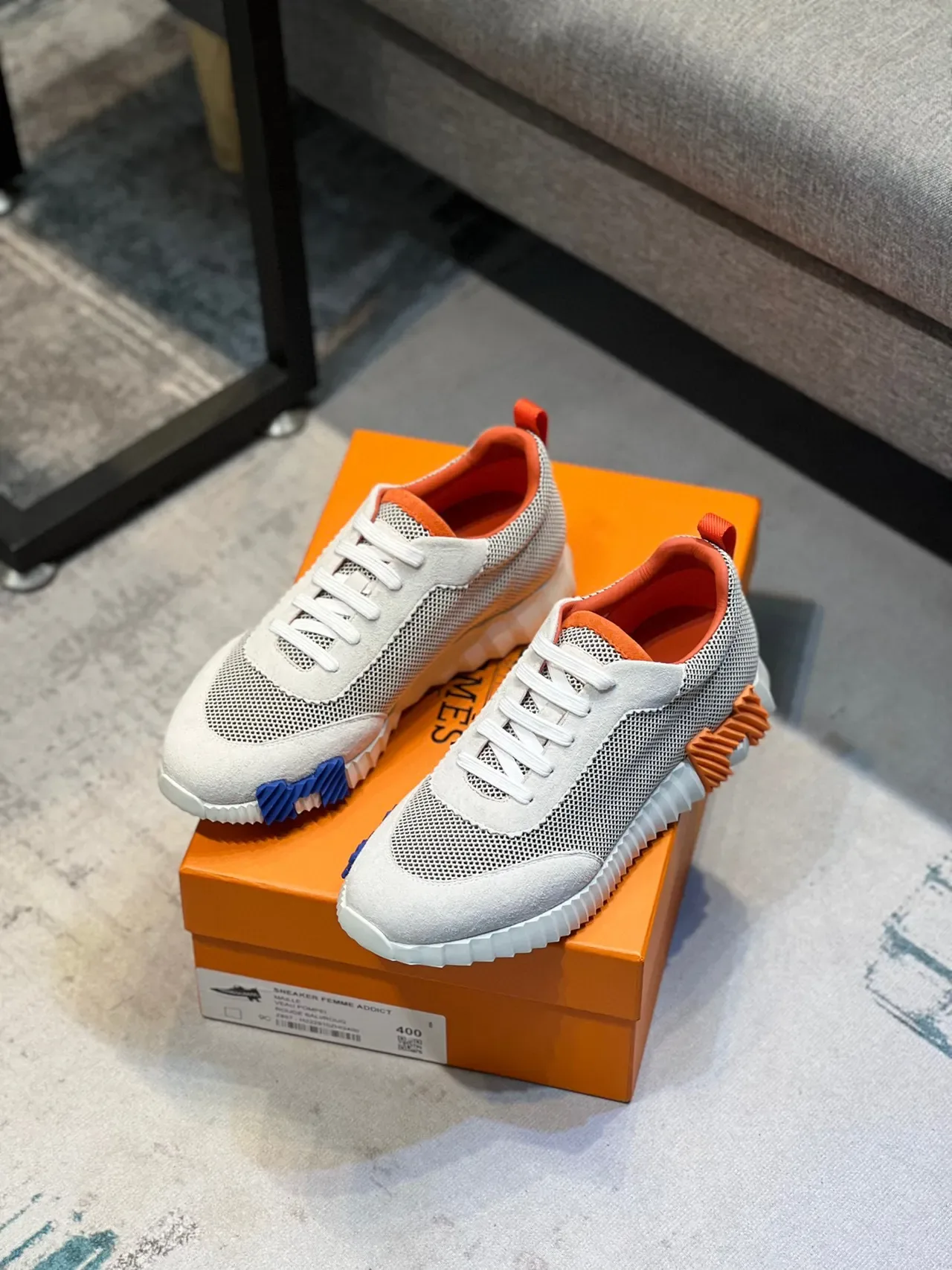 Hermès H-Ride Zapatillas Lifestyle Off-White y Naranja 8