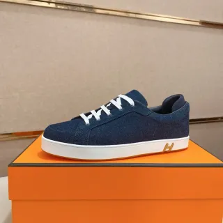 Hermès H Sneaker Navy Denim White Sole Lifestyle Sneaker