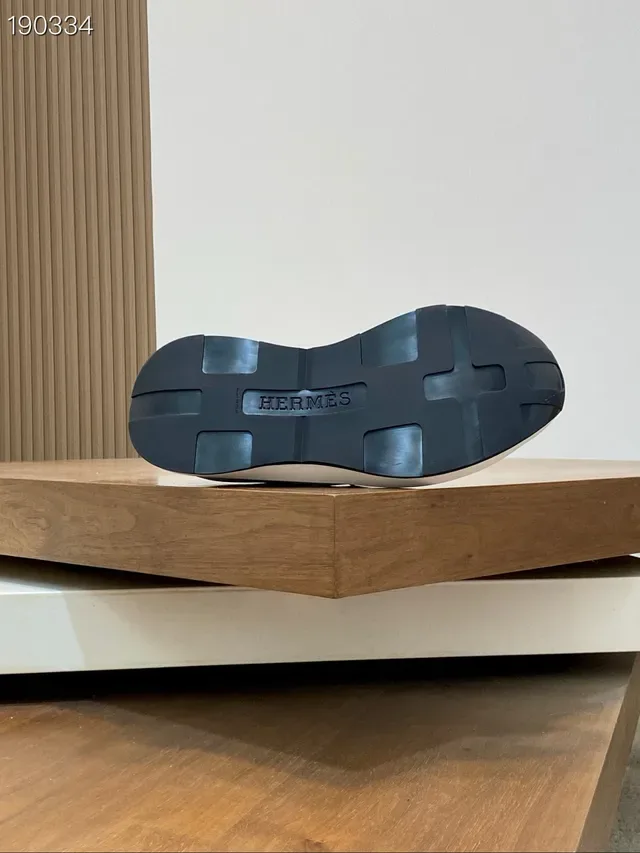 Hermès H Walk بيج أسود أحذية رياضية سهلة الارتداء نسيج مرن حزام متقاطع أسلوب حياة 3