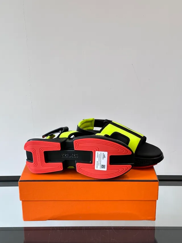 Hermès Multicolor Negro Ancha Multi-Cinta Suela Plataforma Sandalias Casual 2