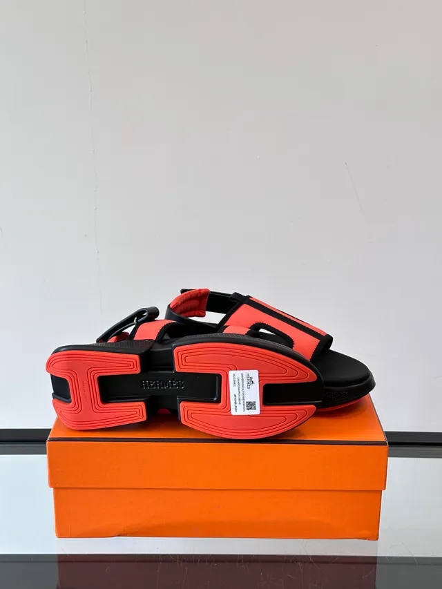 Hermès Multicolor Negro Ancha Multi-Cinta Suela Plataforma Sandalias Casual 3