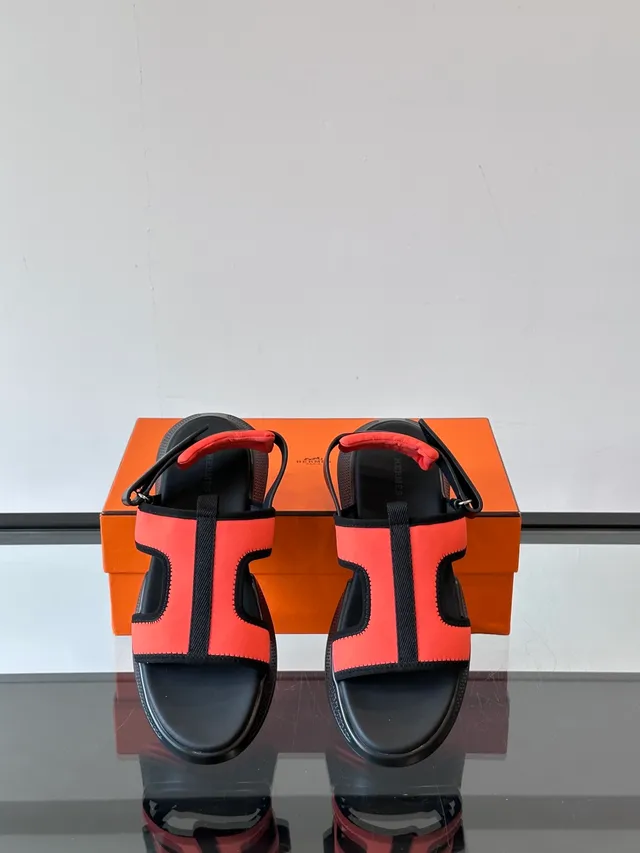 Hermès Multicolor Negro Ancha Multi-Cinta Suela Plataforma Sandalias Casual 6