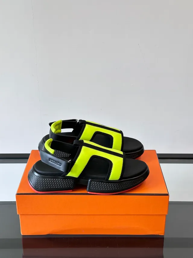 Hermès Multicolor Negro Ancha Multi-Cinta Suela Plataforma Sandalias Casual 8