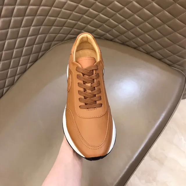 Hermès Oran Brown Red Leather Upper Embossed Logo Medallion Lifestyle Sneakers 5