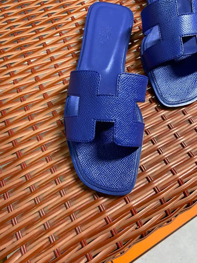 Hermès Oran H-Strap Royal Blue Slippers 6