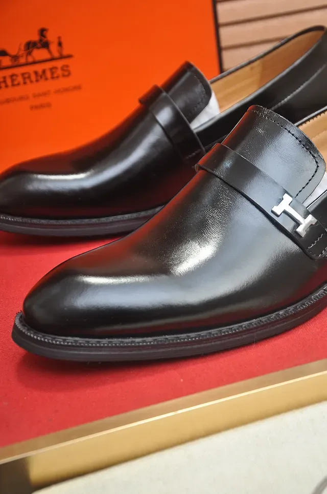 Hermès Oran Loafer Black Leather Slip-On Loafers 2