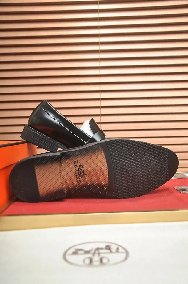 Hermès Oran Loafer Black Leather Slip-On Loafers 3