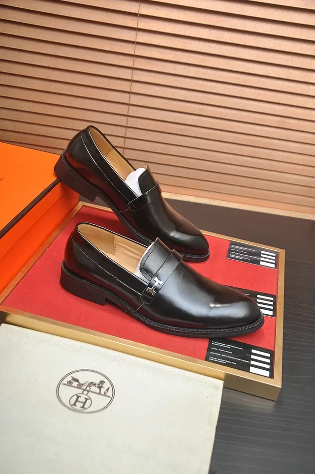 Hermès Oran Loafer Black Leather Slip-On Loafers 4