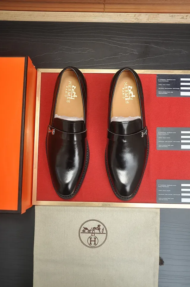 Hermès Oran Loafer Black Leather Slip-On Loafers 5