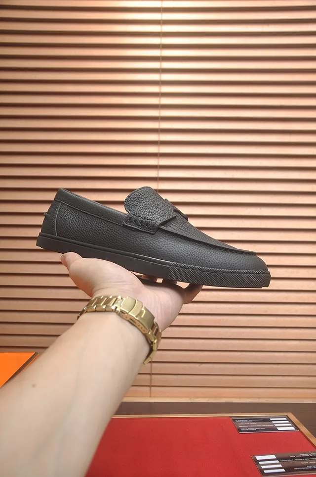 Hermès Oran Loafer Black Pebbled Leather Slip-On Loafers 4