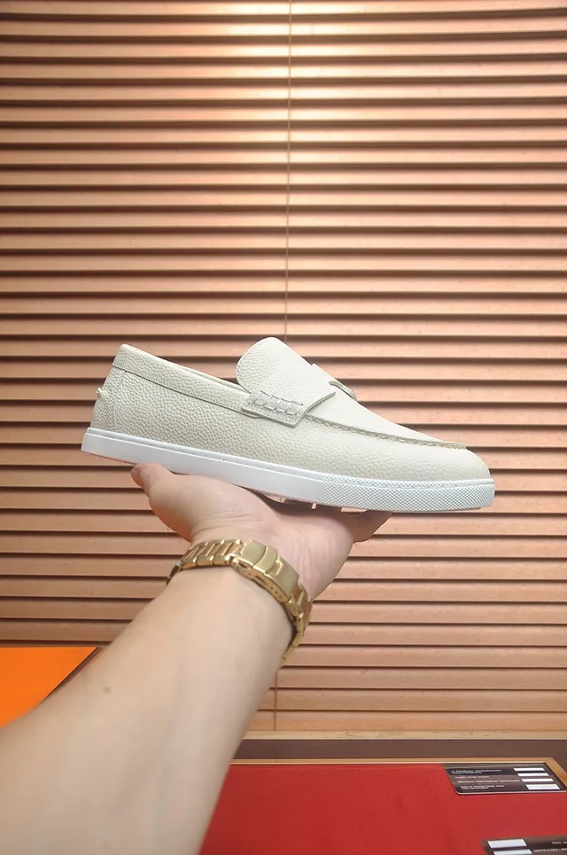 Hermès Oran Loafer Cream Pebbled Leather H-Strap Loafers 4