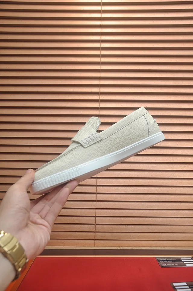 Hermès Oran Loafer Cream Pebbled Leather H-Strap Loafers 5