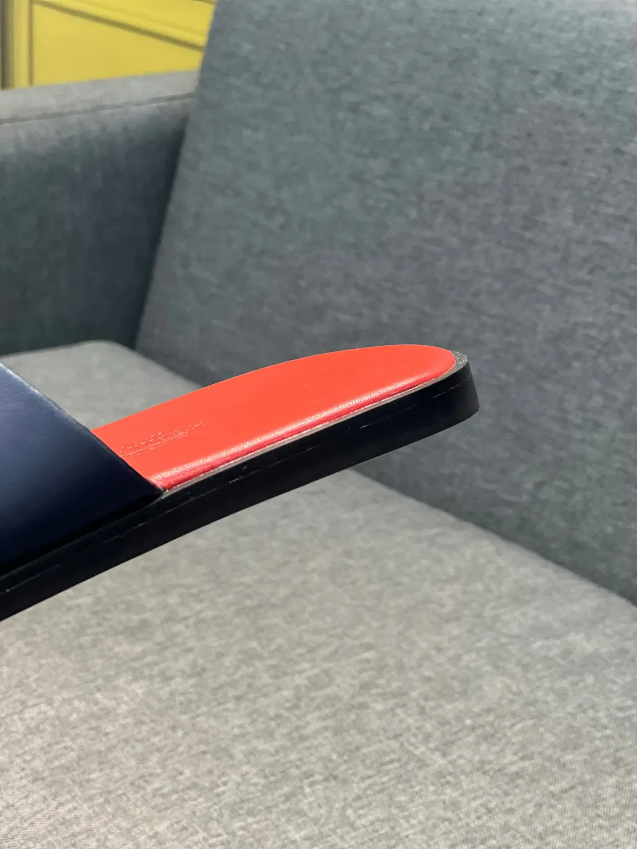 Hermès Oran Slide Navy and Red Leather Slippers 7