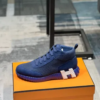 Hermès Oran Sneaker 海军蓝网面和麂皮生活运动鞋