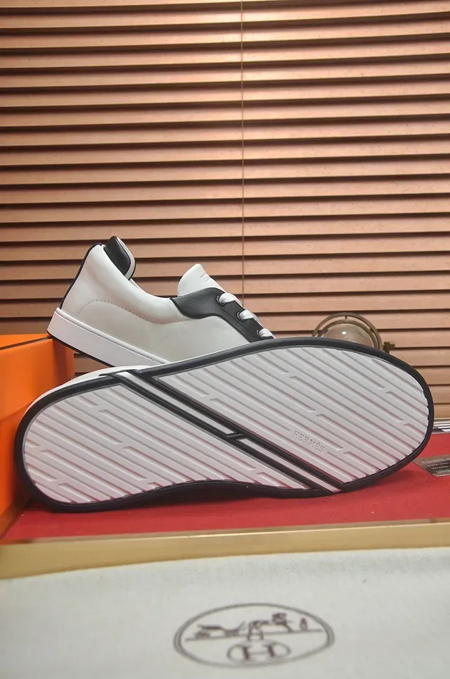 Hermès Oran Sneaker Blanc et Noir Cuir Style de Vie Sneakers 3